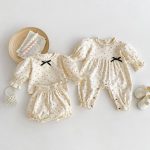 【66-100cm】カバーオールorセットアップ ベビー 小花柄 おしゃれ