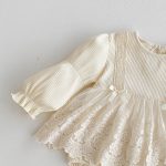 【66-90cm】ロンパース ベビー INS風 無地 レース付け - 画像 (12)