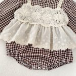 【66-90cm】ロンパース ベビー チェック レイヤード - 画像 (12)