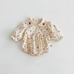 【66-90cm】ブラウスorロンパース ベビー 小花柄 丸襟 - 画像 (11)