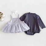 【66-90cm】キャミワンピース＆ドットロンパース レース 蝶結び - 画像 (6)
