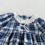 【66-90cm】ロンパース ベビー レース フリル襟 フラワー刺繍 - 画像 (6)