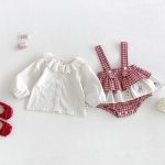 【66-90cm】サロペットロンパース＆レース襟シャツ ベビー チェック - 画像 (6)