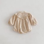 【66-100cm】ロンパース ベビー 小花柄 フリル襟 - 画像 (9)
