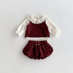 【66-100cm】セットアップ ベビー 花柄キャミ 丸襟 3点セット - 画像 (12)