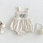 【66-90cm】ロンパース&しぼ感トップス ベビー 蝶結び 小花柄 - 画像 (8)
