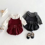【66-100cm】セットアップ ベビー 花柄キャミ 丸襟 3点セット