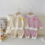 【80-130cm】セットアップ キッズ にこちゃん ボーダー - 画像 (3)