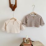 【73-100cm】長袖Ｔシャツ キッズ スリーブ ボーダー ニット 裏起毛 - 画像 (4)