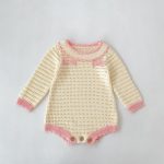 【66-90cm】ロンパース ベビー 蝶結び付き ニット - 画像 (5)