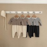 【66-90cm】ロンパース ベビー ハーフボーダー ファッション - 画像 (2)