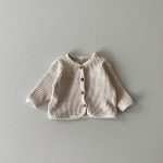 【66-100cm】カーディガン ベビー ナチュラル ワッフル 無地 - 画像 (3)