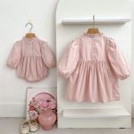【66-130cm】ロンパースorワンピース 女の子 姉妹服 フリル襟 - 画像 (14)