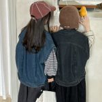 【80-130cm】ベスト キッズ デニム 森ガール風 ノースリーブ - 画像 (4)