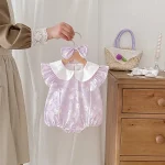 【73-110cm】ロンパース or ワンピース ベビー 肩フリル 花柄 - 画像 (6)
