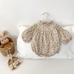 【66-130cm】ロンパースorワンピース ベビー フラワー パフスリーブ - 画像 (4)