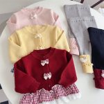 【66-90cm】カーディガン&レギンス ベビー 可愛い 蝶結び - 画像 (11)