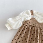 【66-90cm】ロンパース ベビー 可愛い ドット パフスリーブ - 画像 (8)