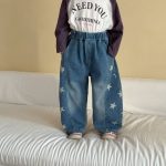 【80-150cm】パンツ キッズ デニム スター柄 - 画像 (4)