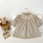 【66-130cm】ロンパースorワンピース ベビー フラワー パフスリーブ - 画像 (5)