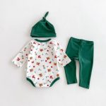 【66-90cm】ロンパース ベビー クリスマス柄 長袖 3点セット - 画像 (9)