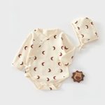 【52-80cm】ロンパース＆帽子 ベビー 月柄 シンプル - 画像 (3)