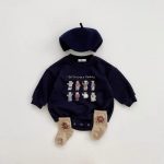 【66-90cm】長袖ロンパース ベビー 韓国風 可愛い クマ柄 - 画像 (4)