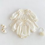 【66-90cm】ロンパースorワンピース ベビー 姉妹服 レース花襟 - 画像 (2)