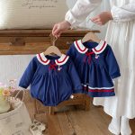 【73-100cm】ロンパースorワンピース 姉妹服 ウサギ柄 セーラー風 - 画像 (5)