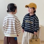 【80-150cm】トップス キッズ ボーダー ポロシャツ - 画像 (3)