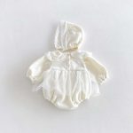 【66-90cm】ロンパース&帽子 ベビー 暖かい レース - 画像 (3)