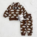 【80-120cm】セットアップ ベビー プリント ジップアップ ハイネック - 画像 (8)