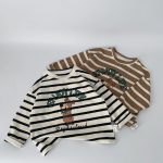 【90-140cm】長袖Tシャツ 男の子 クマ柄 ボーダー柄 - 画像 (3)