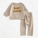 【73-100cm】セットアップ ベビー 字母刺繍 長袖トレーナー - 画像 (15)