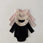 【66-80cm】ロンパース ベビー 韓国風 可愛い フリル襟 - 画像 (2)