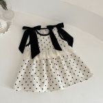 【73-100cm】ワンピースorセットアップ ベビー ドット柄 リボン - 画像 (7)
