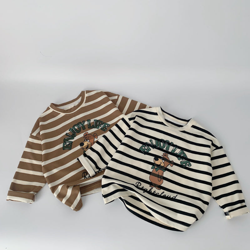 23_2a8d10e0-496f-48c0-9644-6cdb53db6c9e.jpg 【90-140cm】長袖Tシャツ 男の子 クマ柄 ボーダー柄 - 画像 (1)