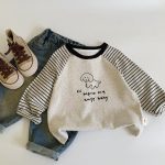 【90-140cm】長袖Tシャツ キッズ ボーダー柄 男女兼用 - 画像 (6)