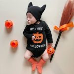 【66-90cm】ロンパース&帽子 ベビー ハロウィン かぼちゃ