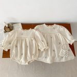 【73-110cm】ロンパースorワンピース ベビー 姉妹服 刺繍 - 画像 (4)