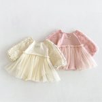 【66-90cm】ロンパース ベビー ローズ ドット チュール - 画像 (4)