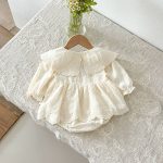 【66-90cm】ロンパース ベビー レース 花刺繡 - 画像 (3)