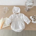 【66-100cm】ロンパース&帽子 ベビー 蝶結び レース - 画像 (8)