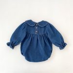 【66-90cm】ロンパース ベビー デニム 蝶結び付き - 画像 (4)