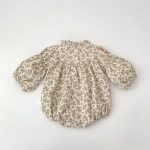 【66-130cm】ロンパースorワンピース ベビー フラワー パフスリーブ - 画像 (9)