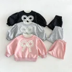 【80-130cm】セットアップ 女の子 リボン ドット - 画像 (5)