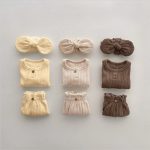 【66-90cm】セットアップ ベビー ジャカード ニット 帽子 - 画像 (3)
