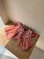 【66-100cm】ロンパースorワンピース ベビー ダブルフリル ビッグカラー - 画像 (6)