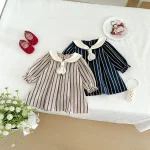 【73-110cm】ワンピース ベビー ネクタイ ストライプ - 画像 (2)