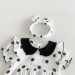 【66-90cm】ロンパース ベビー 丸襟 ドット - 画像 (6)